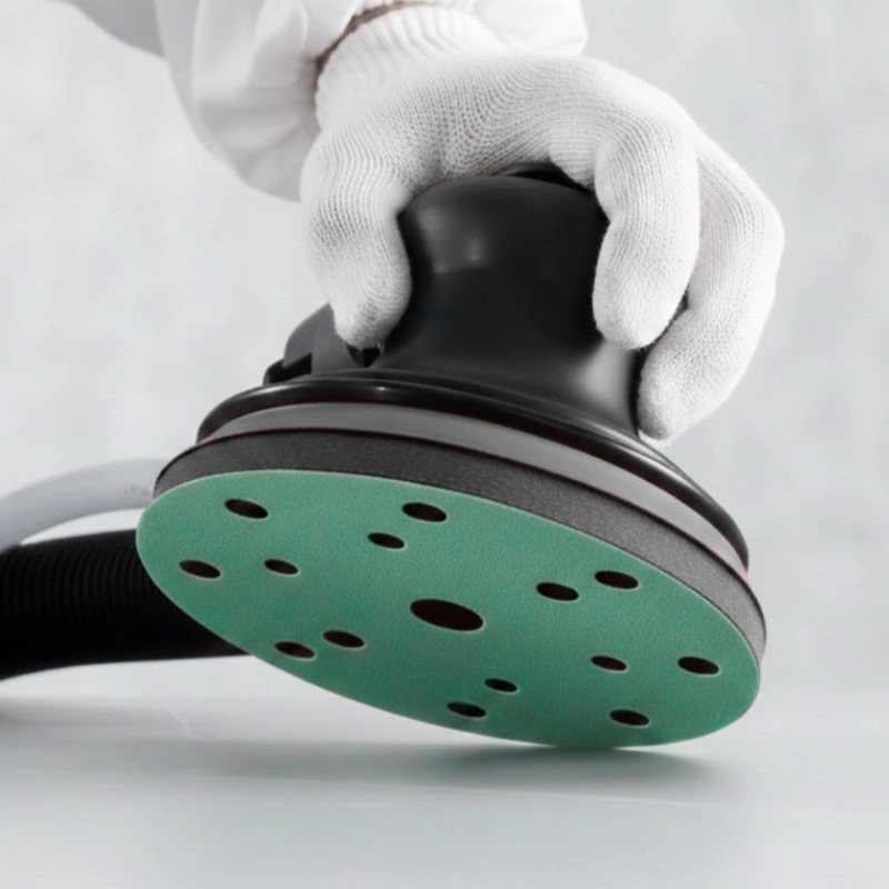 Velcro șmirghel verde cu folie, 15 găuri - ø150mm