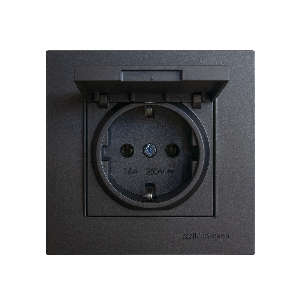 Priză simplă cu capac 16A Antracit Rita Mutlusan