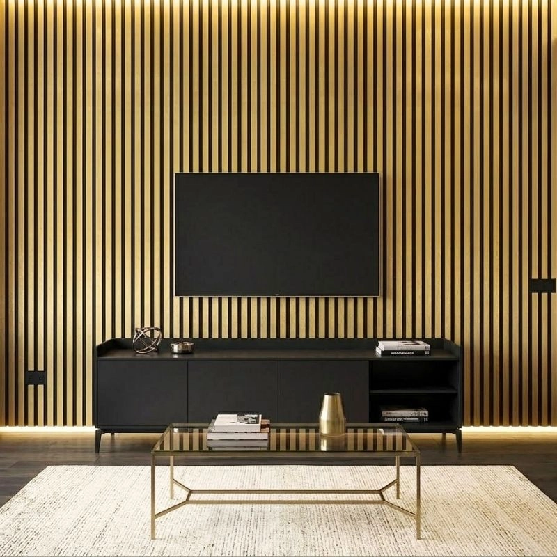 Panou MDF acustic 60x275cm Gold + CADOU: Lipici de montare