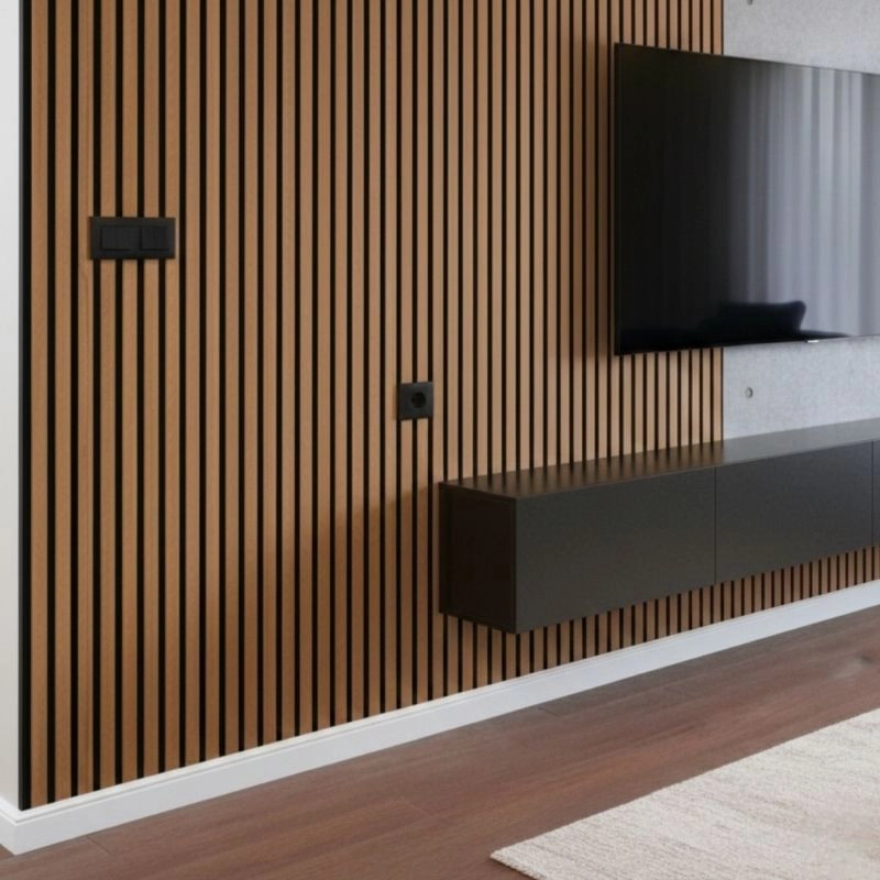 Panou MDF acustic 60x275cm Teak + CADOU: Lipici de montare