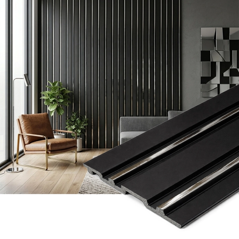 Panoul liniar decorativ din PVC Dubai negru