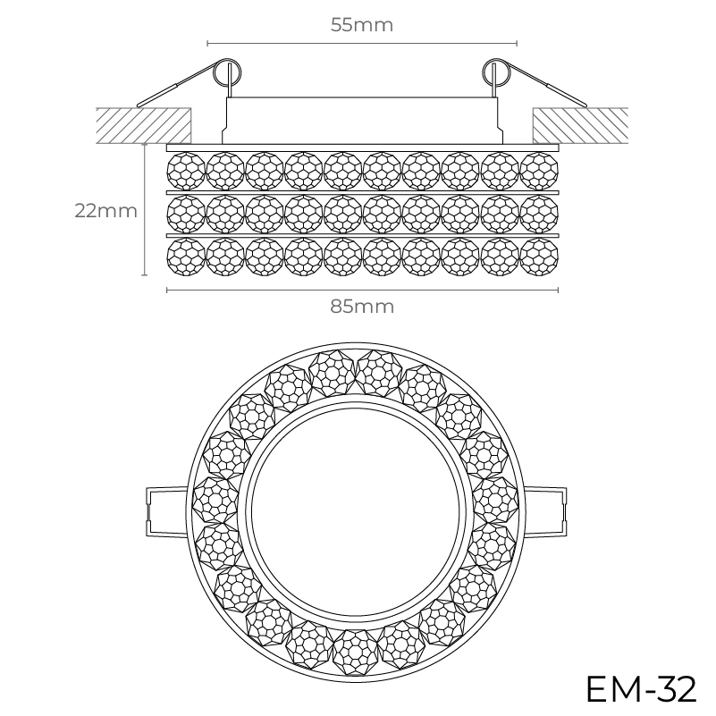 Lună cristal aur rotund