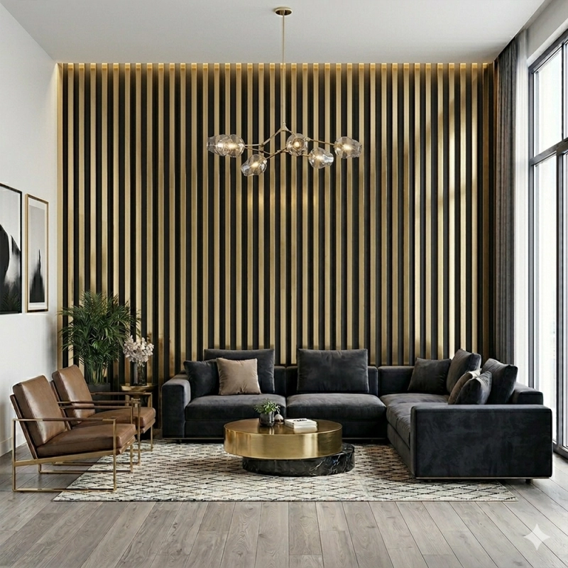 Panoul liniar decorativ din PVC Elite aur