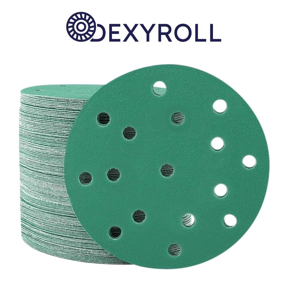 Velcro șmirghel verde cu folie, 15 găuri P180 - ø150mm