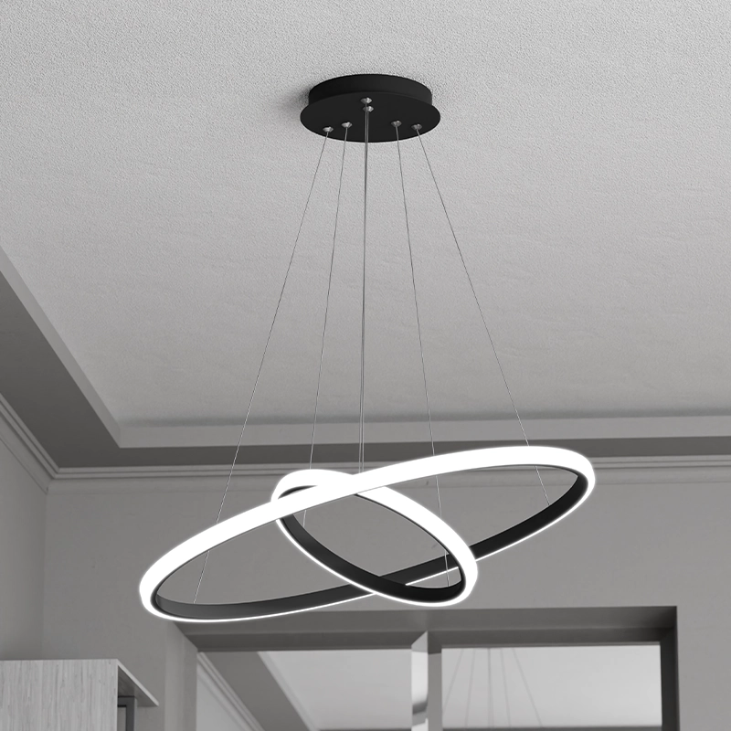 Candelabru LED 2 runde (20+40cm) Negru