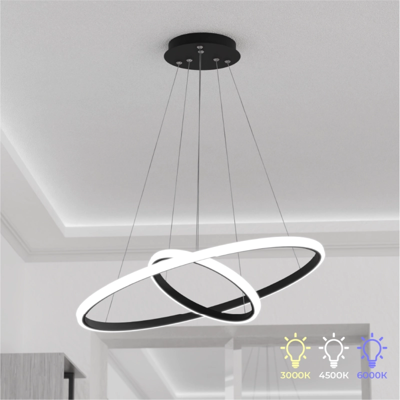 Candelabru LED 2 runde (20+40cm) Negru