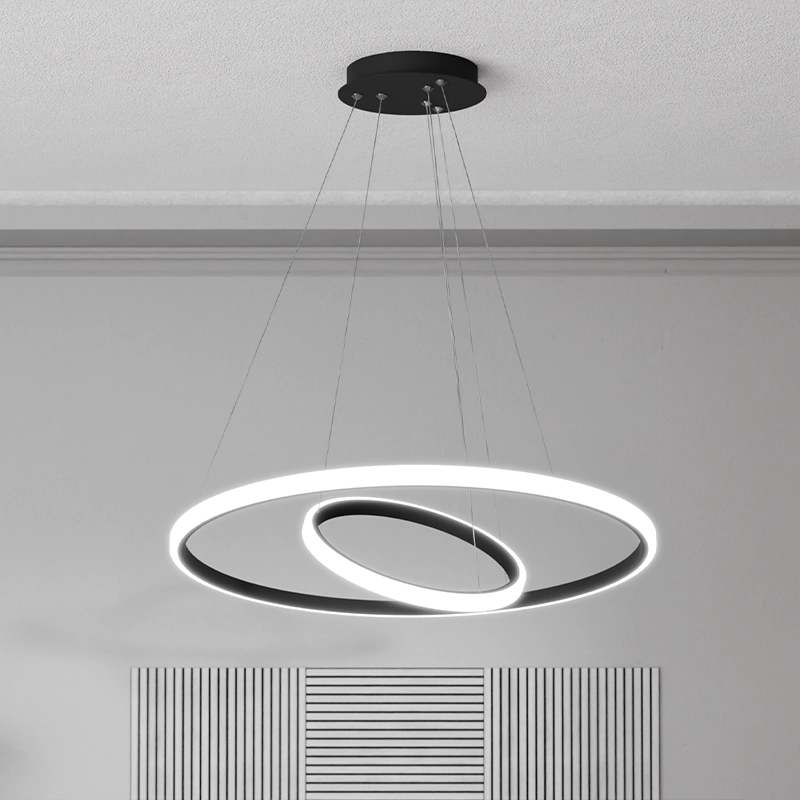 Candelabru LED 2 runde (20+40cm) Negru
