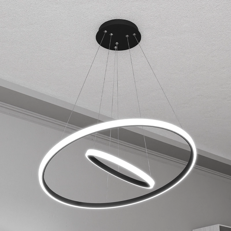 Candelabru LED 2 runde (20+40cm) Negru