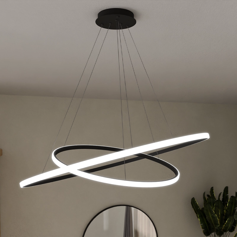 Candelabru LED 2 rotund (40+60cm) Negru