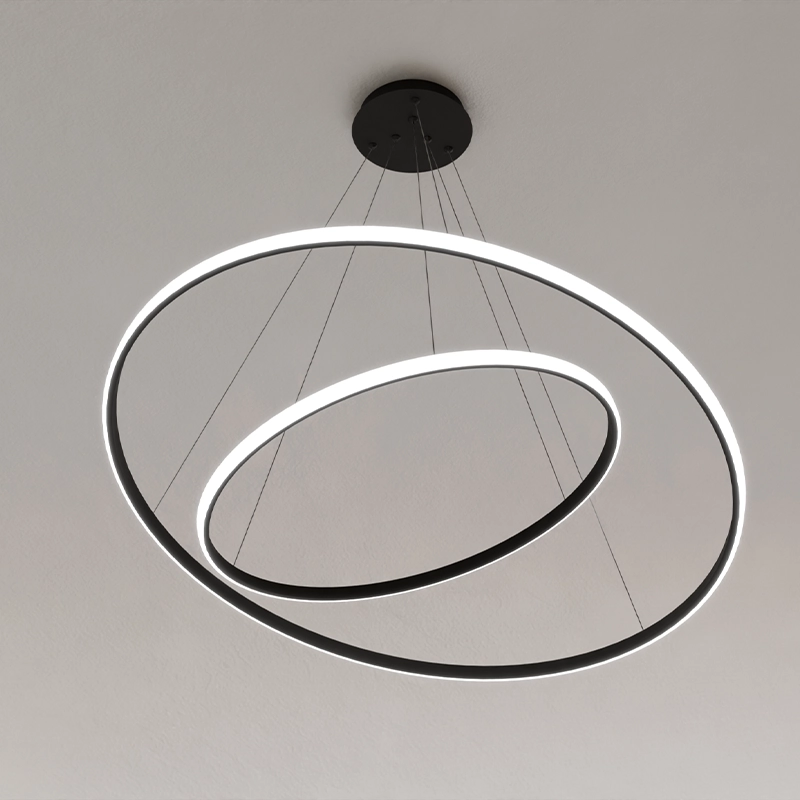 Candelabru LED 2 rotund (40+60cm) Negru