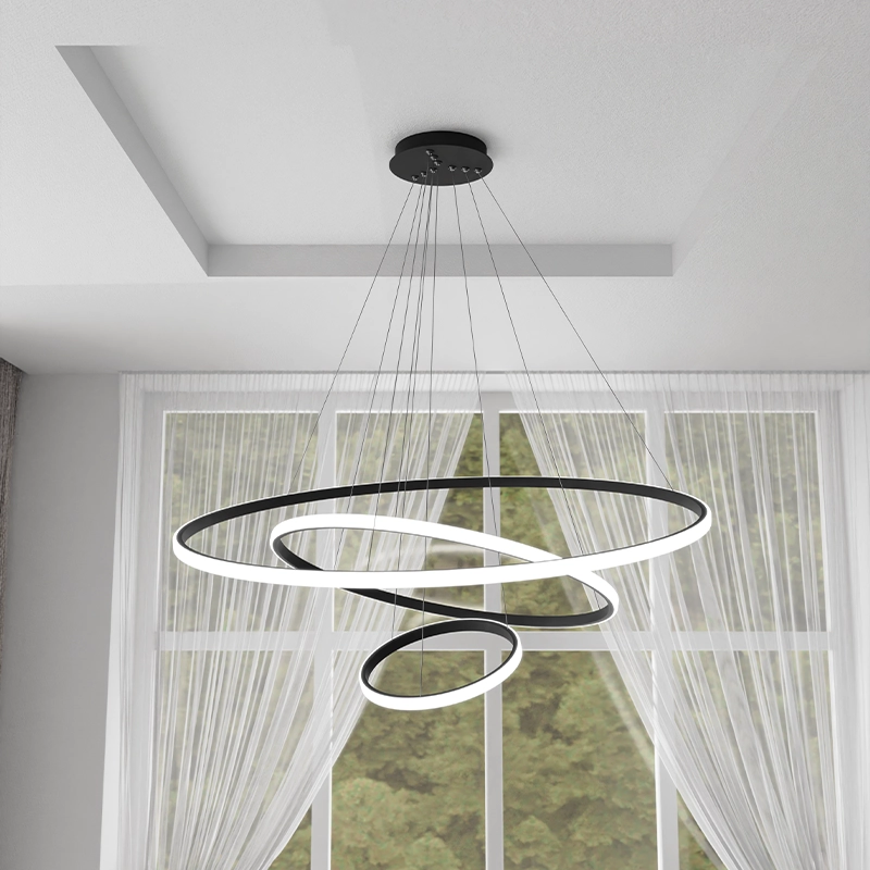 Candelabru LED 3 runde (20+40+60cm) Negru