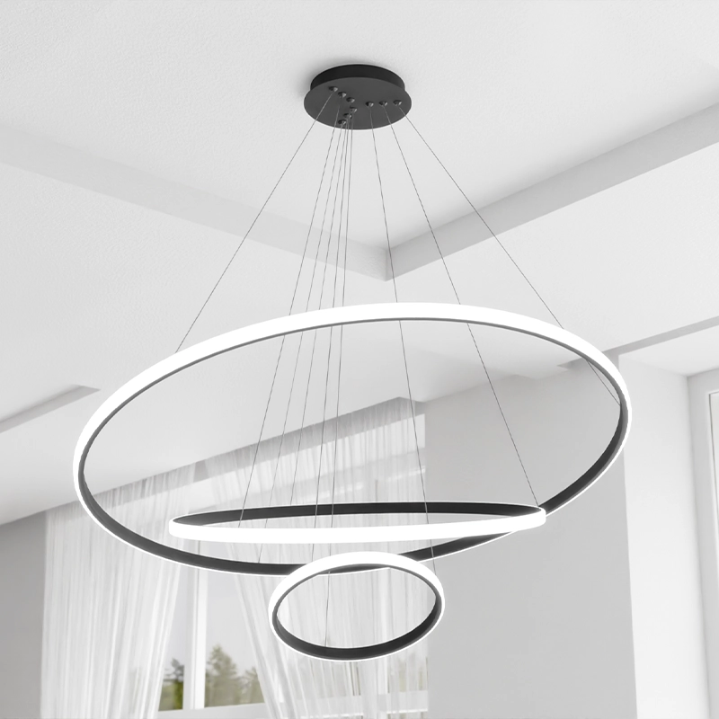 Candelabru LED 3 runde (20+40+60cm) Negru
